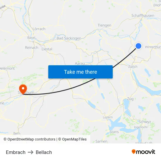 Embrach to Bellach map