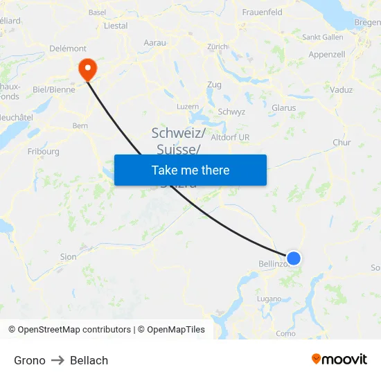 Grono to Bellach map