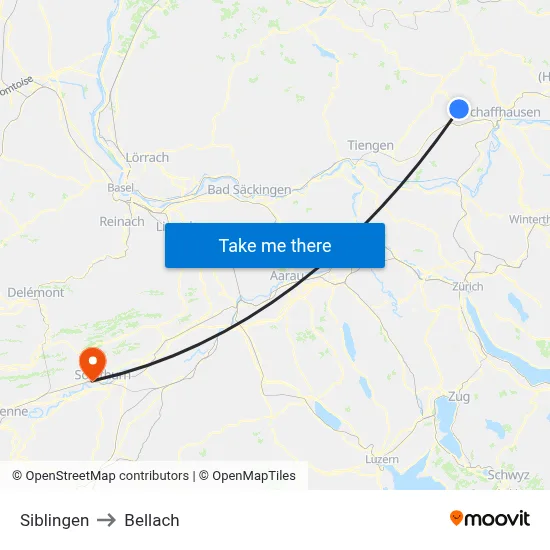 Siblingen to Bellach map