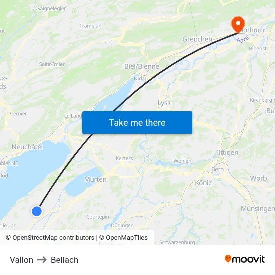 Vallon to Bellach map