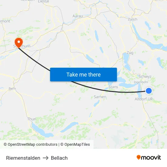 Riemenstalden to Bellach map