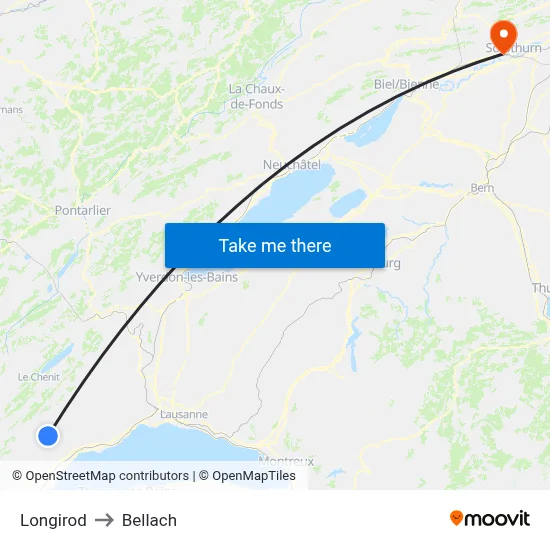 Longirod to Bellach map