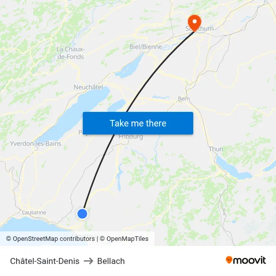 Châtel-Saint-Denis to Bellach map