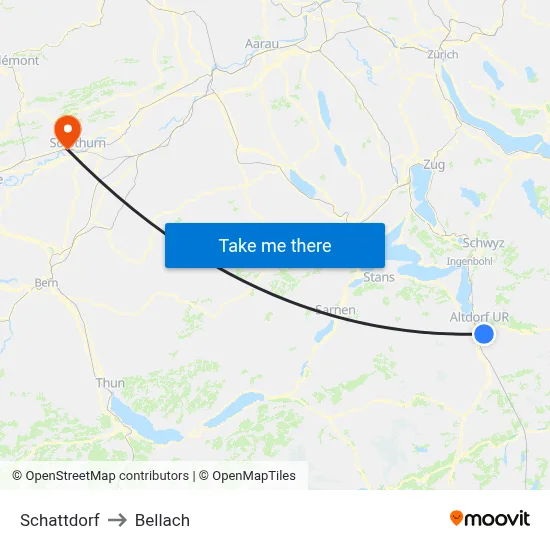 Schattdorf to Bellach map