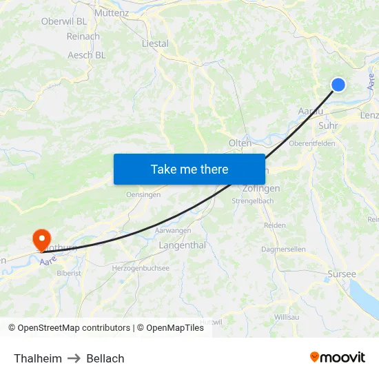 Thalheim to Bellach map