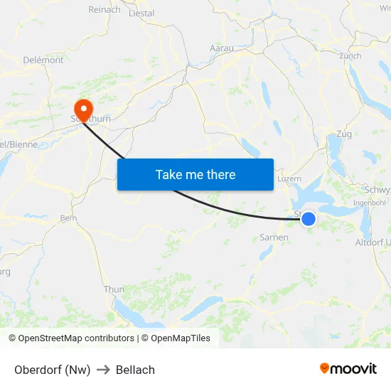 Oberdorf (Nw) to Bellach map