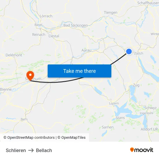 Schlieren to Bellach map