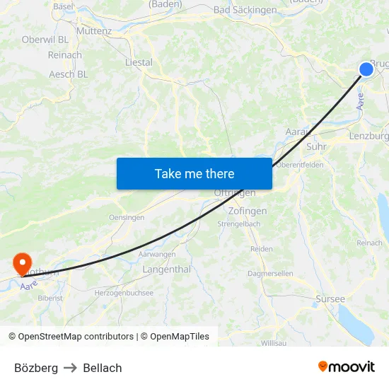 Bözberg to Bellach map