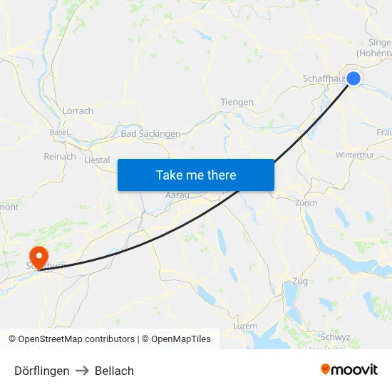 Dörflingen to Bellach map