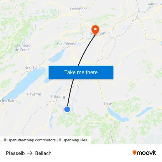 Plasselb to Bellach map