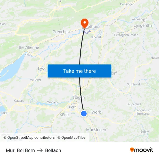 Muri Bei Bern to Bellach map