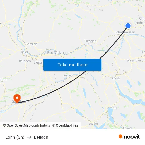 Lohn (Sh) to Bellach map