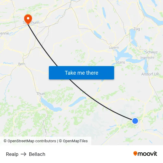 Realp to Bellach map
