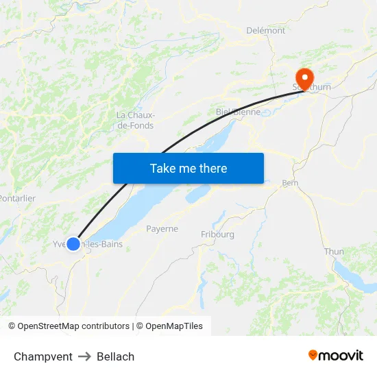Champvent to Bellach map