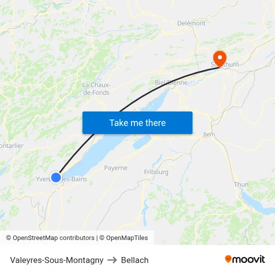 Valeyres-Sous-Montagny to Bellach map