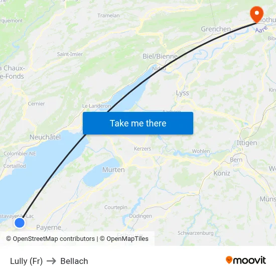 Lully (Fr) to Bellach map