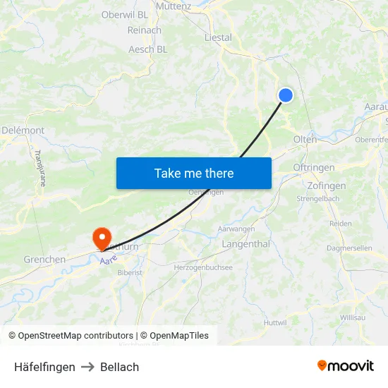 Häfelfingen to Bellach map