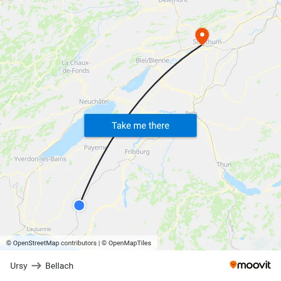 Ursy to Bellach map