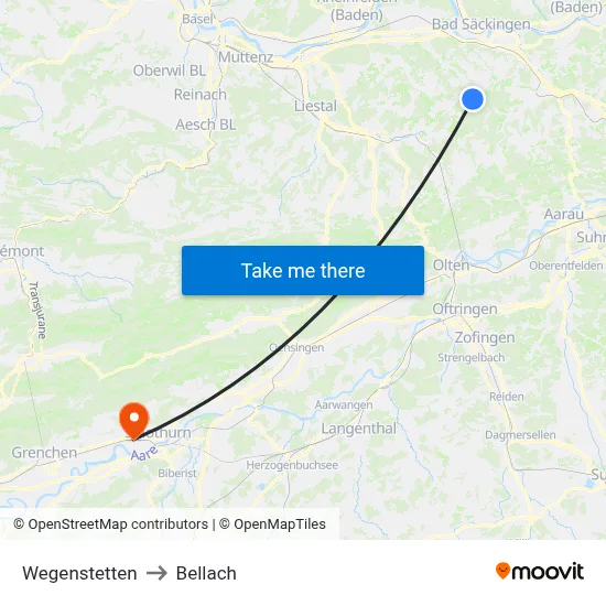 Wegenstetten to Bellach map