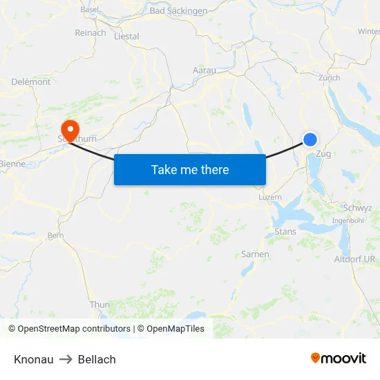 Knonau to Bellach map
