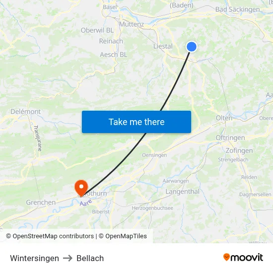 Wintersingen to Bellach map