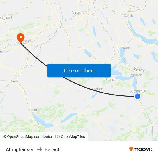 Attinghausen to Bellach map