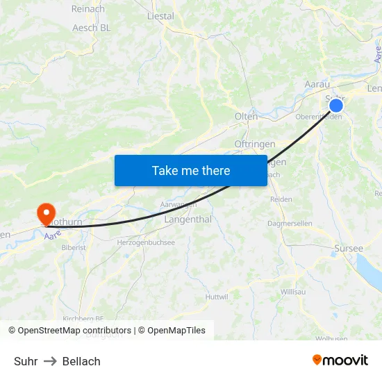 Suhr to Bellach map