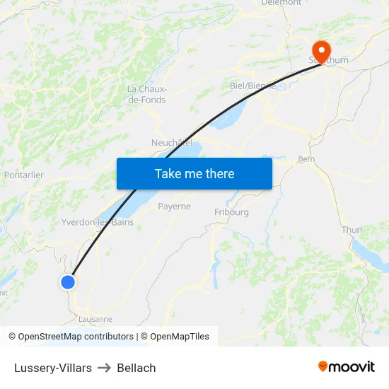 Lussery-Villars to Bellach map