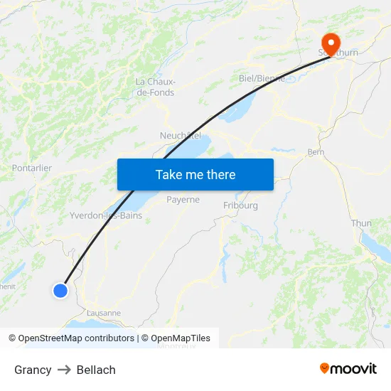 Grancy to Bellach map