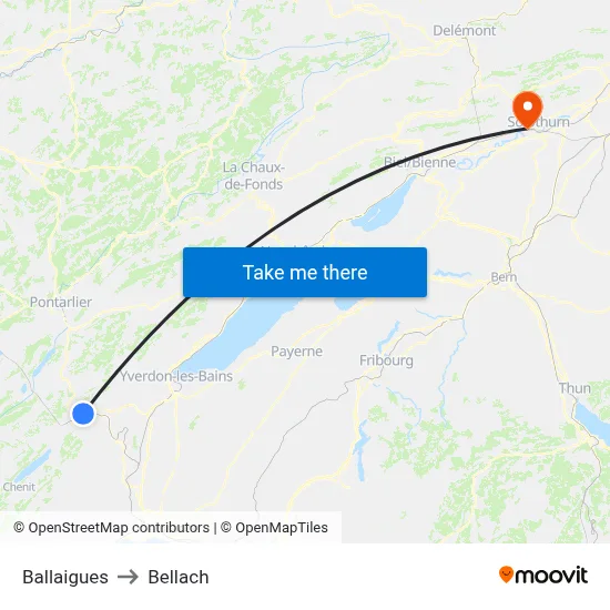 Ballaigues to Bellach map