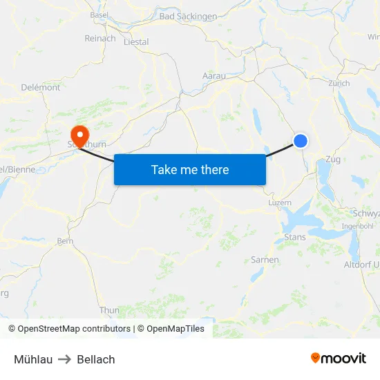 Mühlau to Bellach map