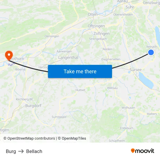 Burg to Bellach map