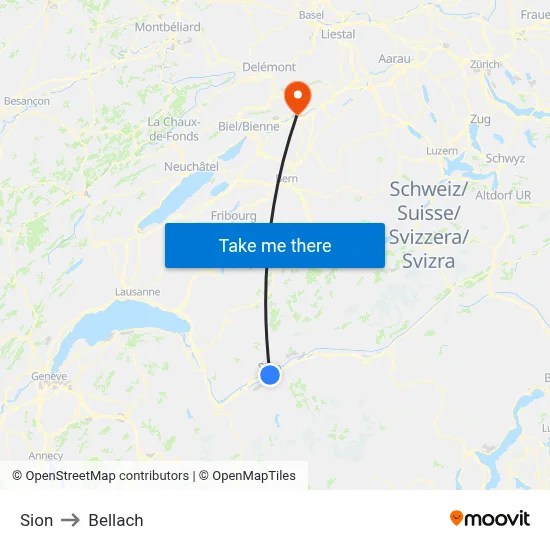Sion to Bellach map