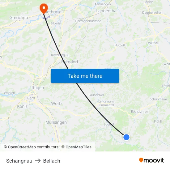 Schangnau to Bellach map