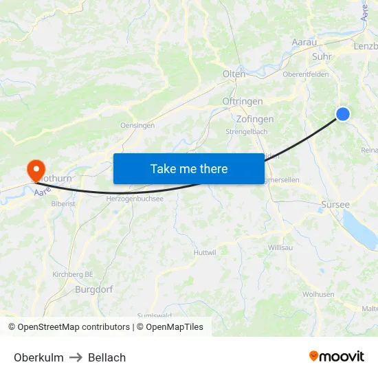 Oberkulm to Bellach map