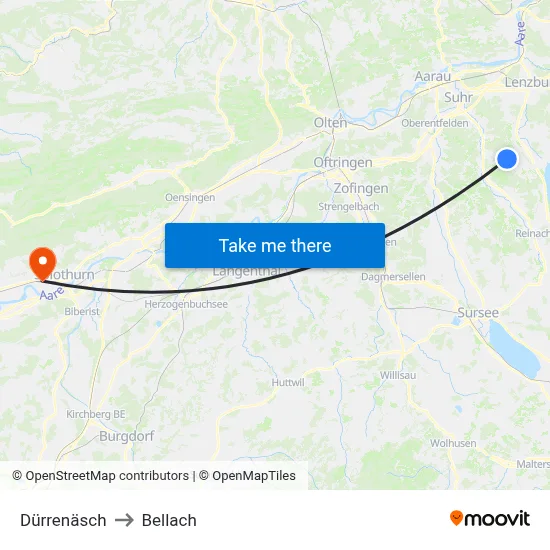 Dürrenäsch to Bellach map
