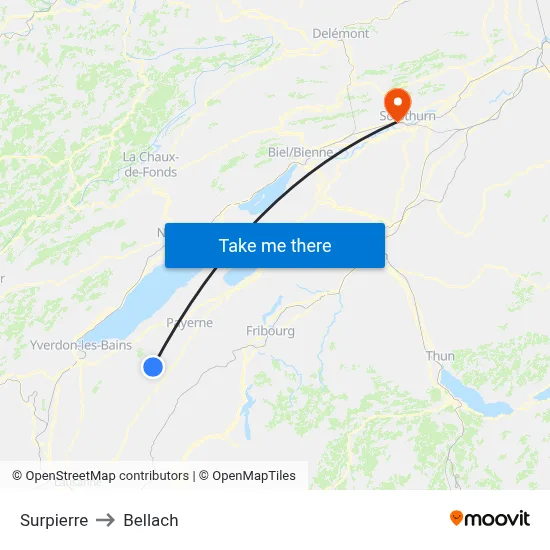 Surpierre to Bellach map