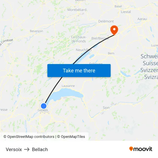 Versoix to Bellach map