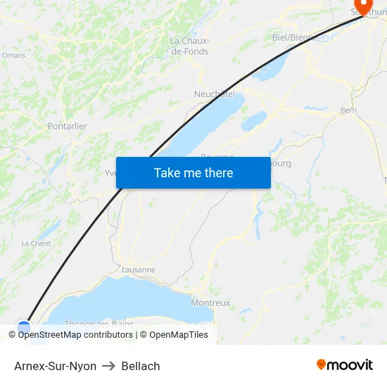 Arnex-Sur-Nyon to Bellach map