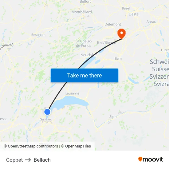 Coppet to Bellach map