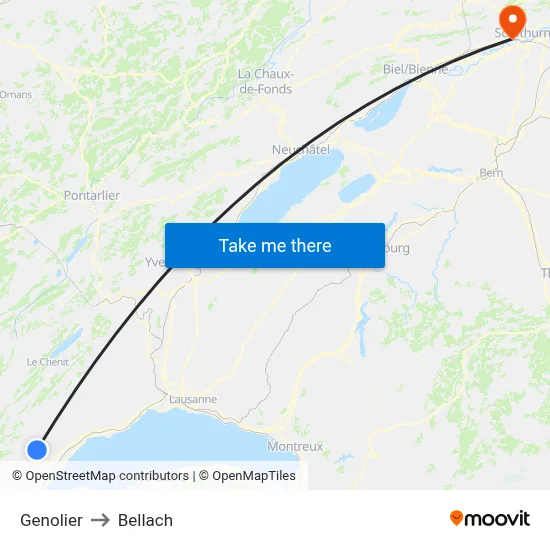 Genolier to Bellach map