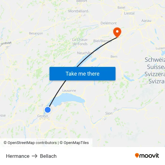Hermance to Bellach map
