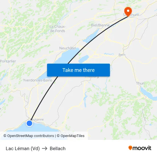 Lac Léman (Vd) to Bellach map