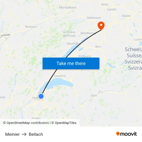 Meinier to Bellach map
