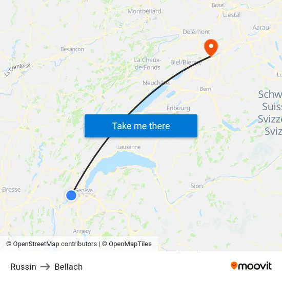 Russin to Bellach map