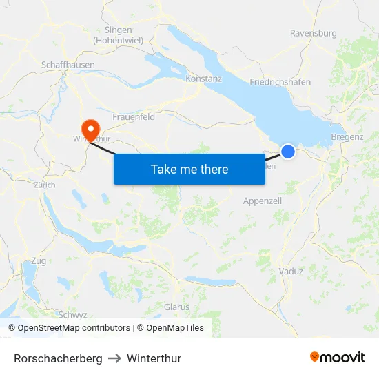 Rorschacherberg to Winterthur map