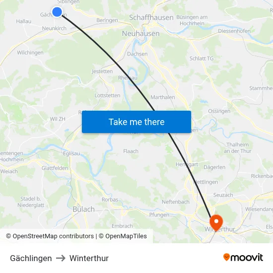 Gächlingen to Winterthur map
