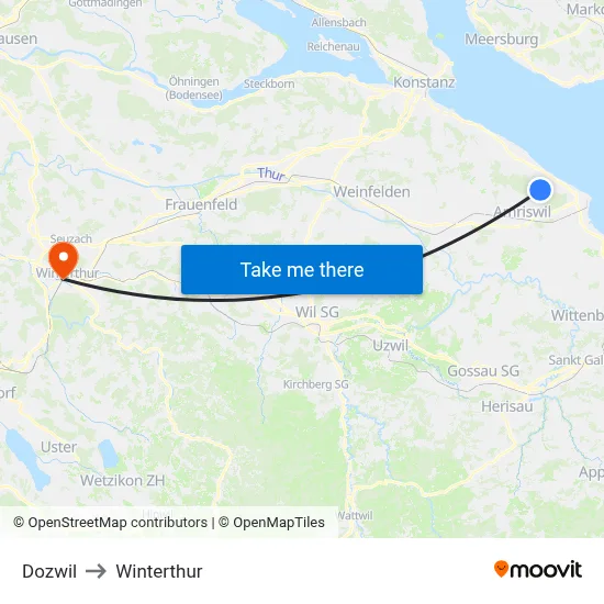 Dozwil to Winterthur map