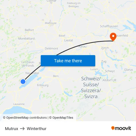 Mutrux to Winterthur map