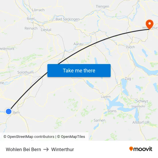 Wohlen Bei Bern to Winterthur map